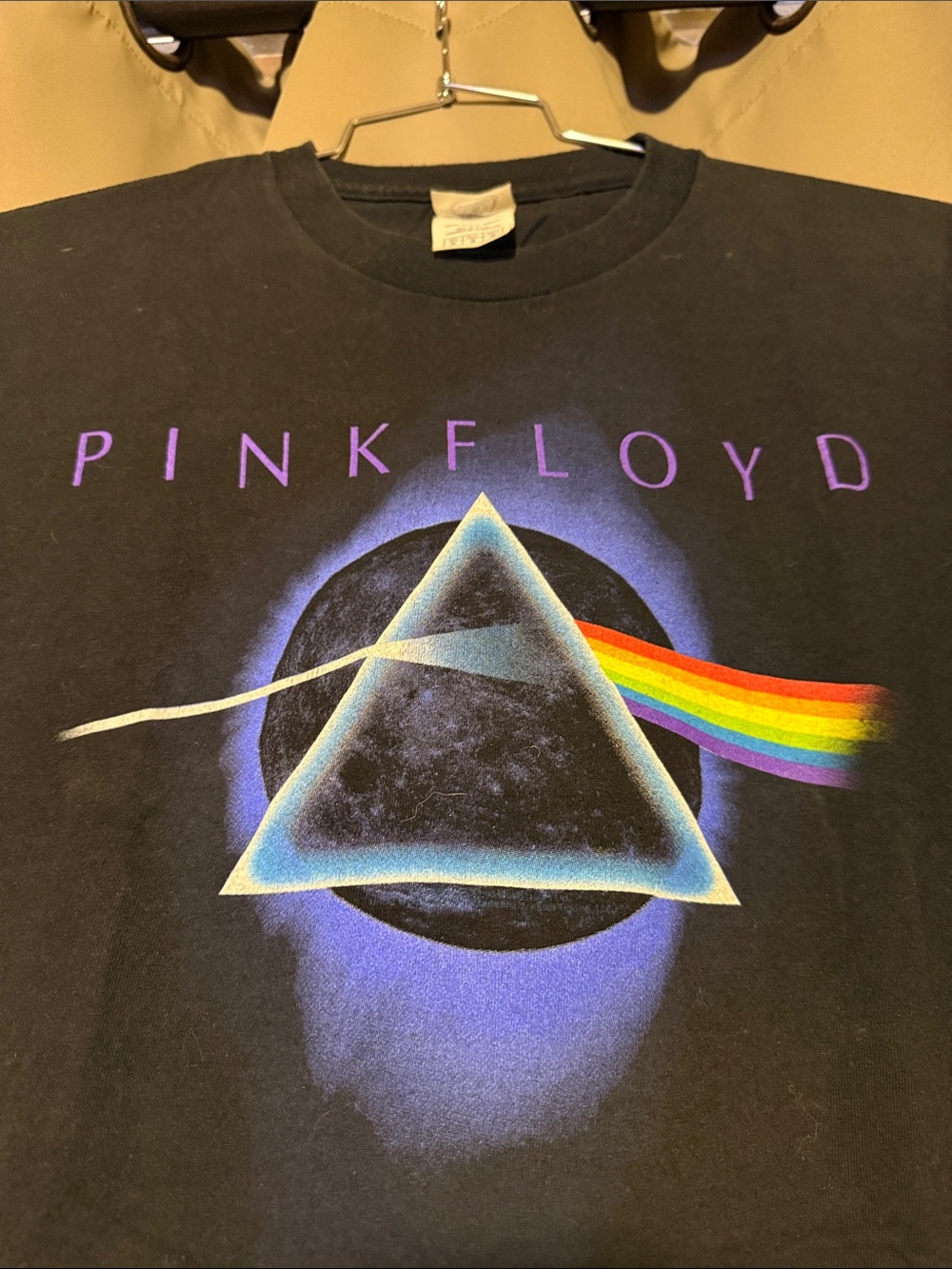 Vintage Y2K Pink Floyd Black Tee with Rainbow Prism  delta tag